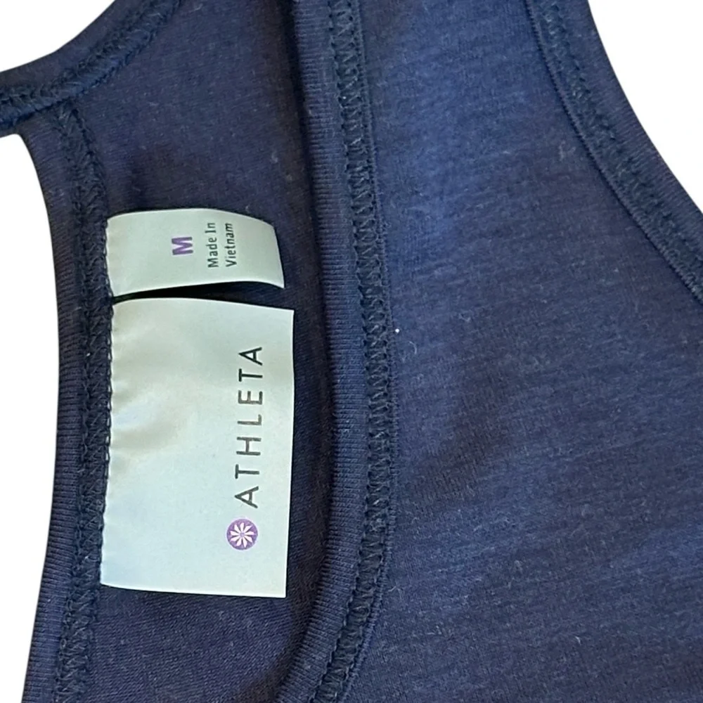 Athleta Essence Vital Tie Back Sleeveless Tank Navy Blue Women’s Medium 161342 - Picture 5 of 6
